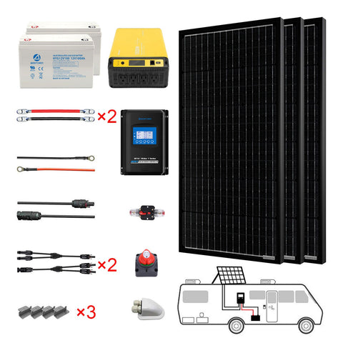 ACOPOWER 300W Mono Black Complete RV Solar System