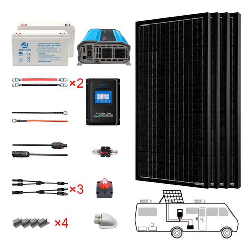 ACOPOWER 400W Mono Black Complete RV Solar System