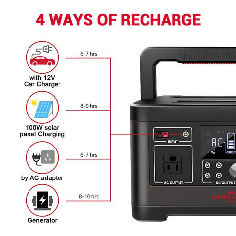 Rockpals 520WH Power Station with 100W Solar Panel Kit