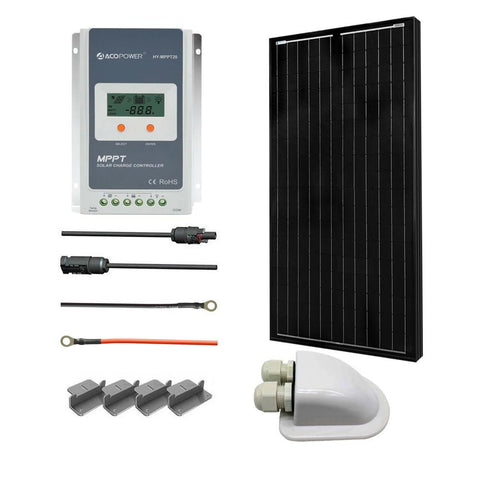 ACOPOWER 100W 12V  Mono Solar RV Kits with 20A PWM Charge Controller