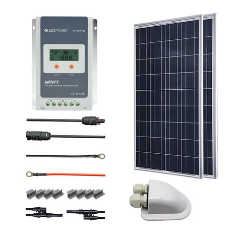 ACOPOWER 200W 12V Poly Solar RV Kits, 20A PWM Charge Controller