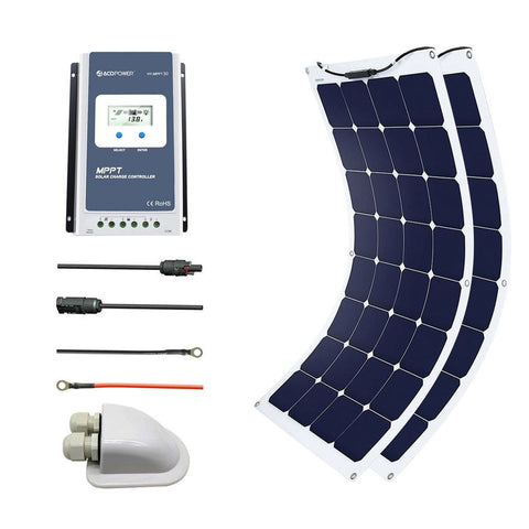 ACOPOWER 220Watts Flexible Solar RV Kit with 30A MPPT LCD Charge Controller