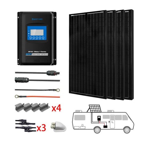 ACOPOWER 400W All Black Mono Solar RV Kits with 40A MPPT Charge Controller