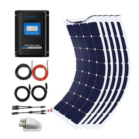 ACOPOWER 550 Watts Flexible Solar Marine Kit with 40A MPPT Charge Controller