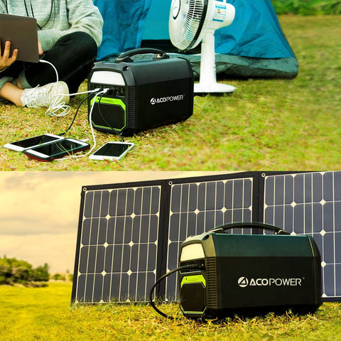 ACOPOWER 500W Generator and 120W Portable Solar Panel