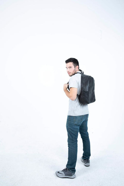 Coco | Unisex Black Leather Backpack