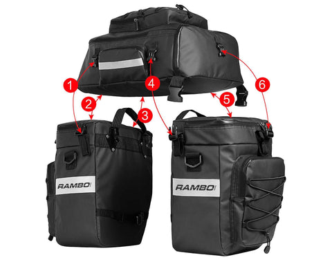 Rambo Triple Accessory Bag with Rear Luggage Rack Bundle